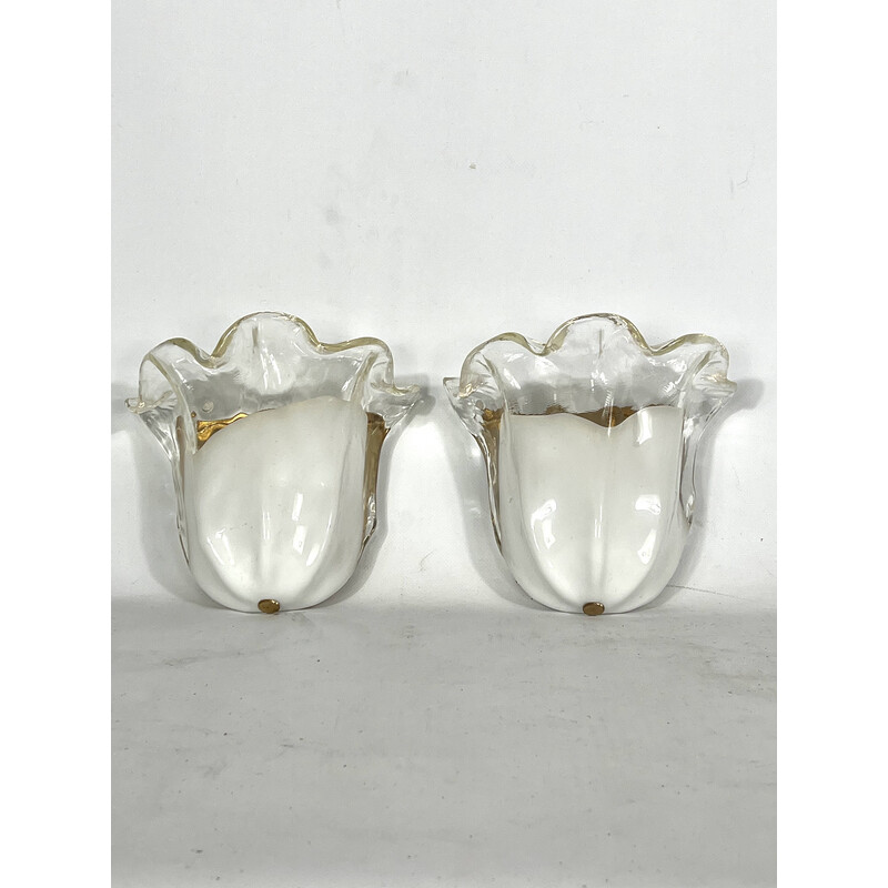 Paire d'appliques italiennes vintage en verre de Murano par La Murrina, 1970