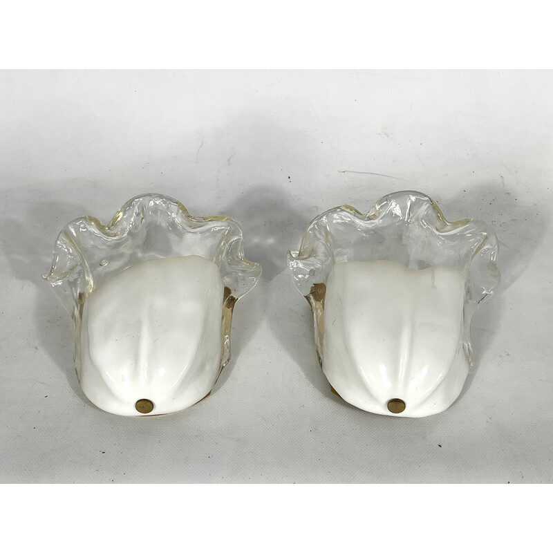 Pair of vintage Italian wall lamps in Murano glass by La Murrina, 1970