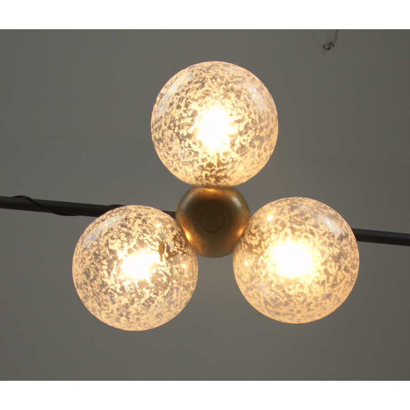 Vintage pendant lamp with three glass shades, 1980