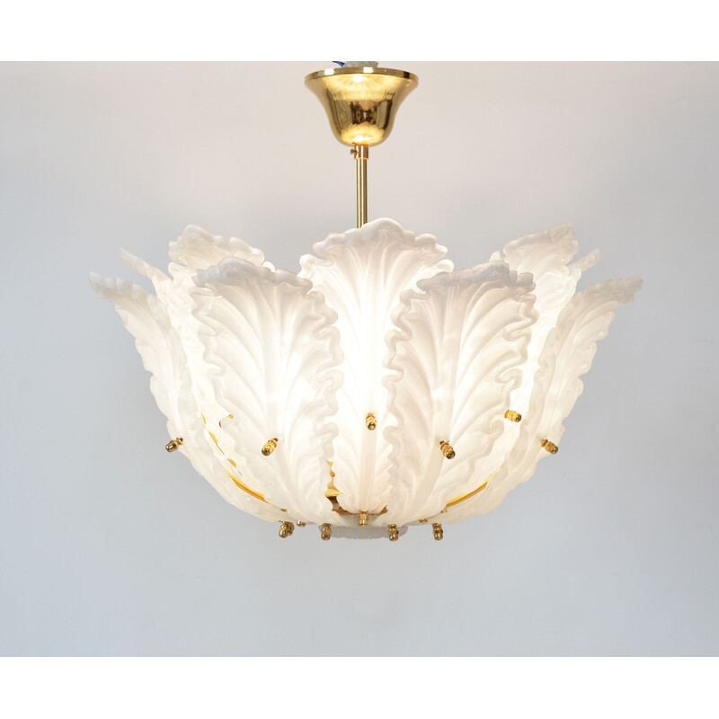 Mid century white and gold chandelier, 1970s