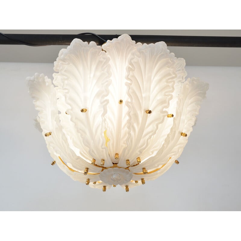 Mid century white and gold chandelier, 1970s