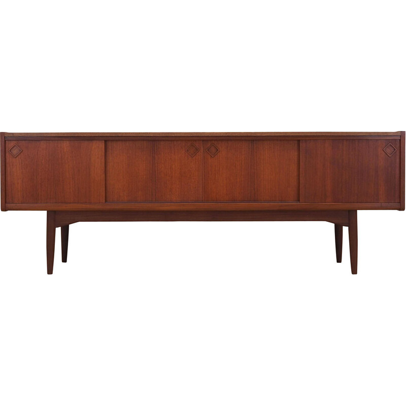 Teak vintage sideboard with sliding doors, Denmark 1960s