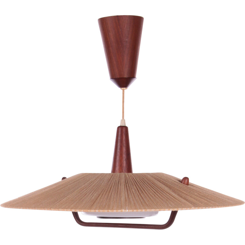 Vintage Temde pendant lamp with teak, Germany 1960s