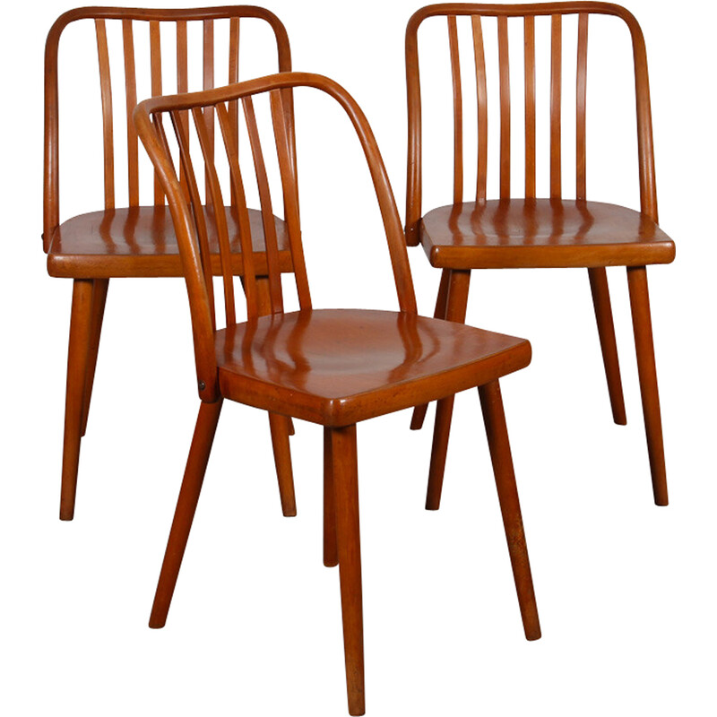 Set of 3 vintage chairs by Antonin Suman for Ton, 1960