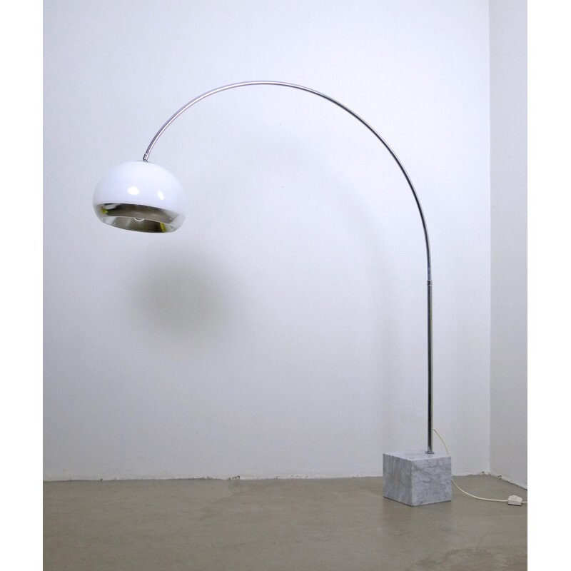 Large arc floor lamp with marble stand, Harvey GUZZINI - 1960s