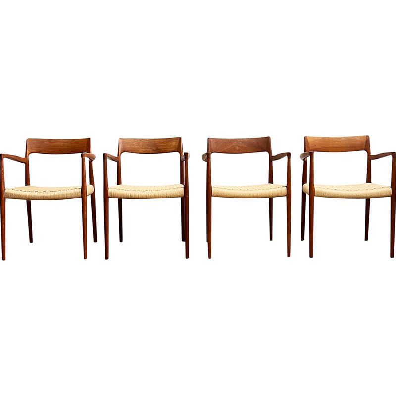 Set of 4 Danish mid-century model 57 chairs by Niels O. Moller for Jl Mollers Mobelfabrik, 1950