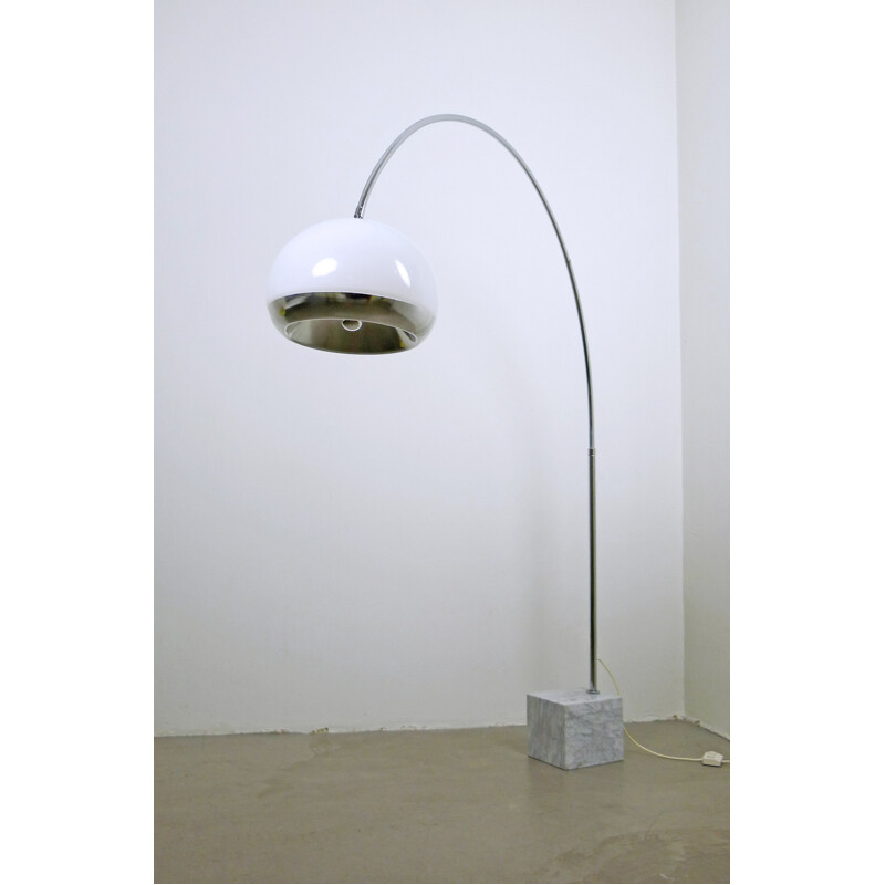 Large arc floor lamp with marble stand, Harvey GUZZINI - 1960s