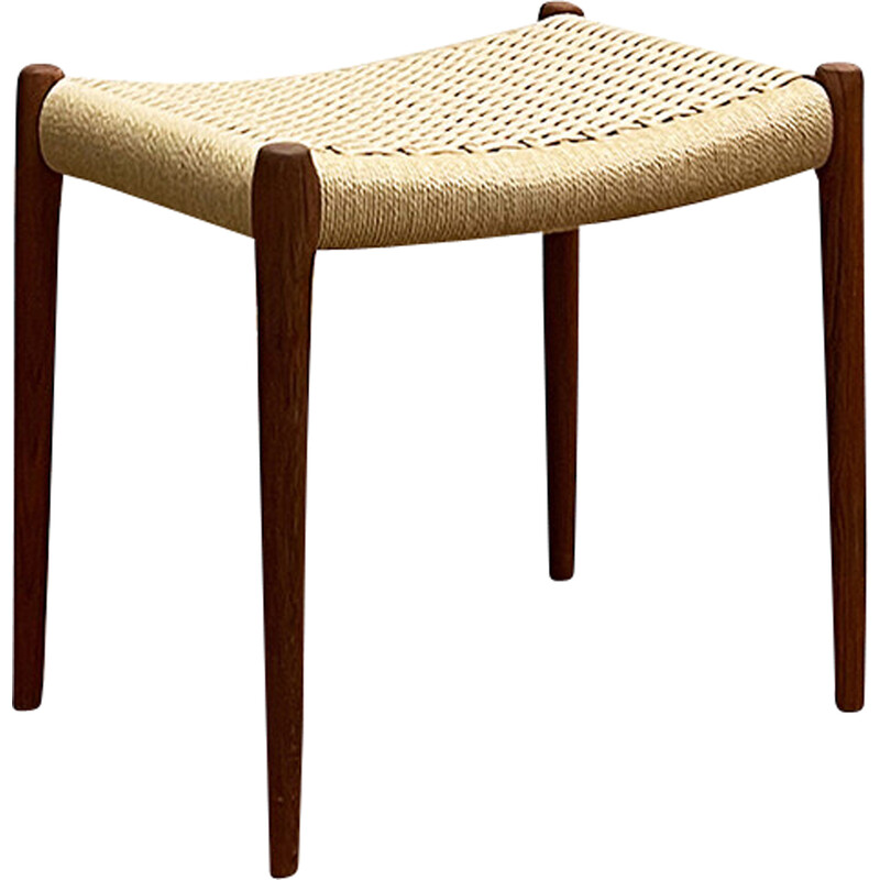 Danish mid-century model 80A stool in teak with paper mesh by Niels O. Møller for Jl Mollers, 1950s