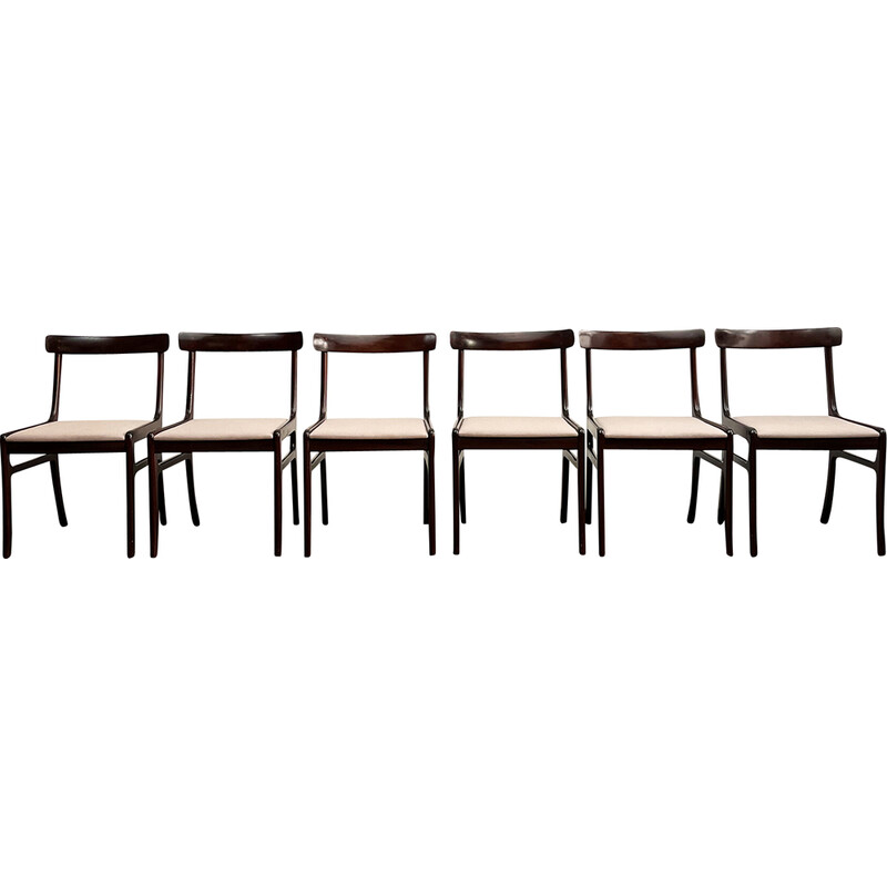 Danish Mid-Century Rungstedlund Dining Chairs in Mahogany by Ole Wanscher for Poul Jeppensens, 1950s, Set of 6