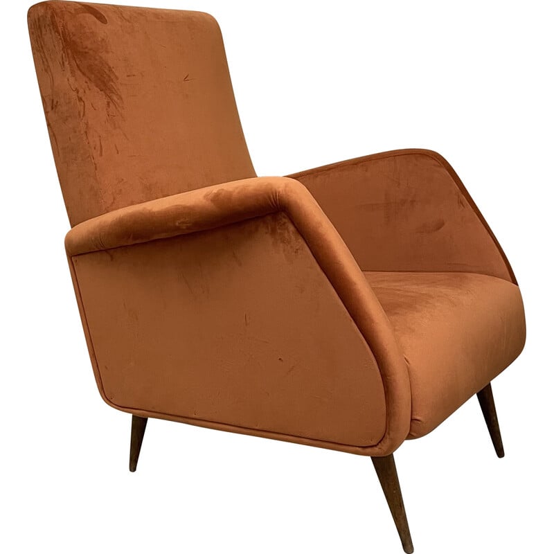Vintage Italiaanse fluwelen fauteuil, 1960