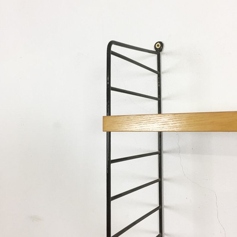 String Furniture ash wall unit with 3 modules and 6 shelves,  Nisse STRINNING - 1970s