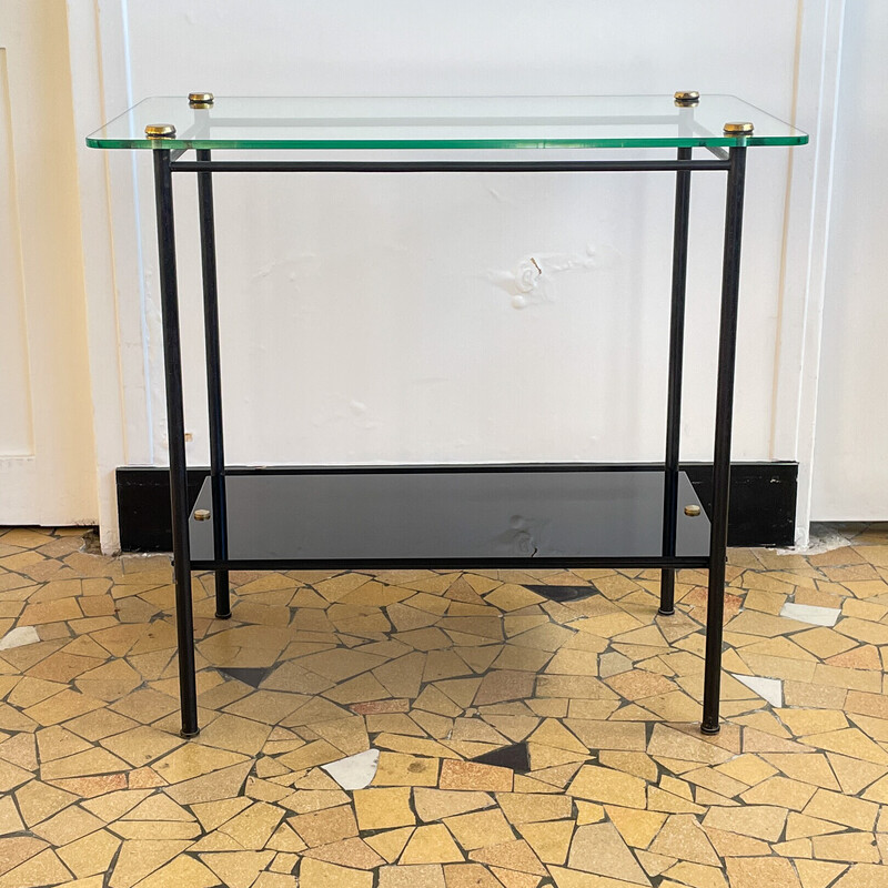 Vintage glass and metal console, 1960