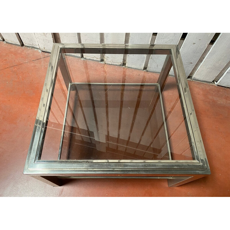 Vintage coffee table in chrome steel and glass