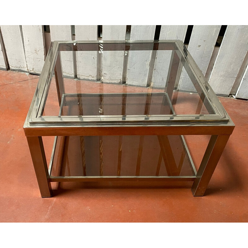 Vintage coffee table in chrome steel and glass