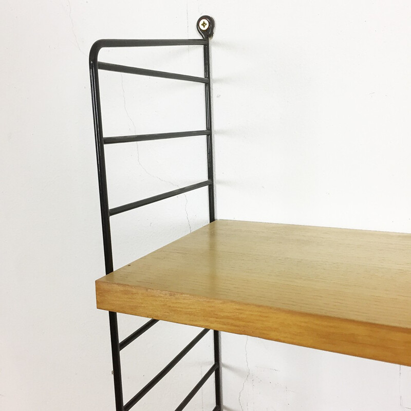 String Furniture ash wall unit with 4 modules and 7 shelves, Nisse STRINNING - 1970s