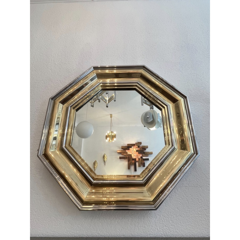 Vintage octagonal mirror by Michel Pigneres and Sandro Petti, France 1970