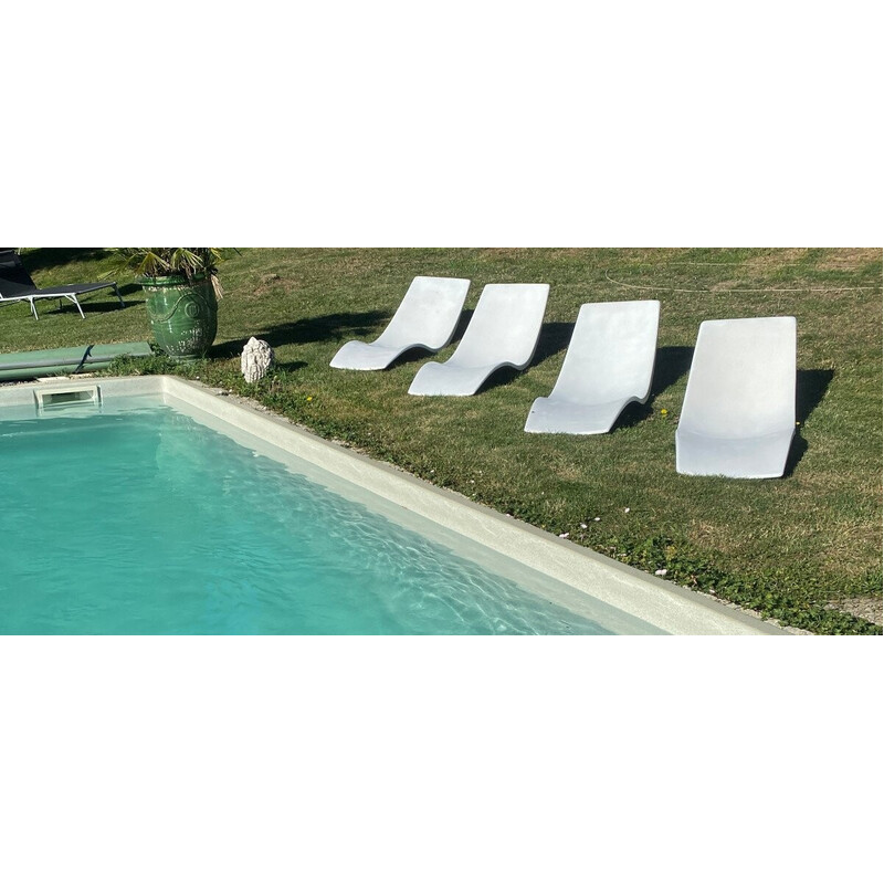 Set of 4 vintage deckchairs by Charles Zublena for Club Med, 1970