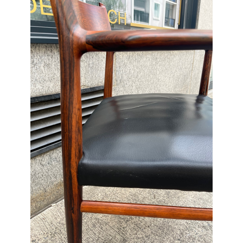 Set of 6 vintage rosewood and leather armchairs by Arne Vodder for Sibast, 1950