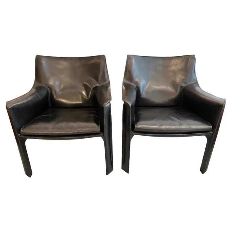 Pair of vintage Cab 414 armchairs by Mario Bellini for Cassina, 1970
