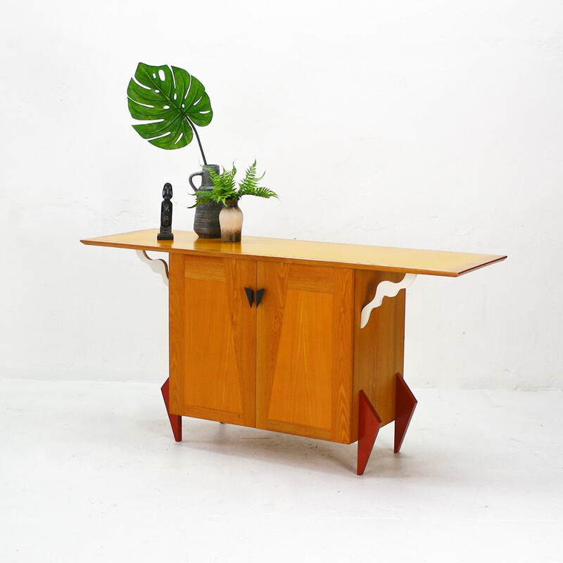 Sideboard in beech and ash wood - 1980s