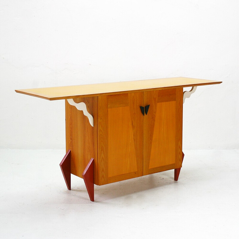 Sideboard in beech and ash wood - 1980s