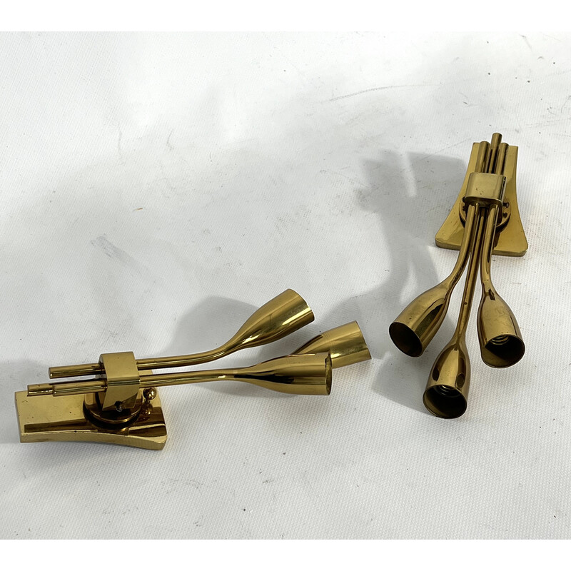 Pair of mid-century Italian brass wall lamps by Lumi Milano, 1960s