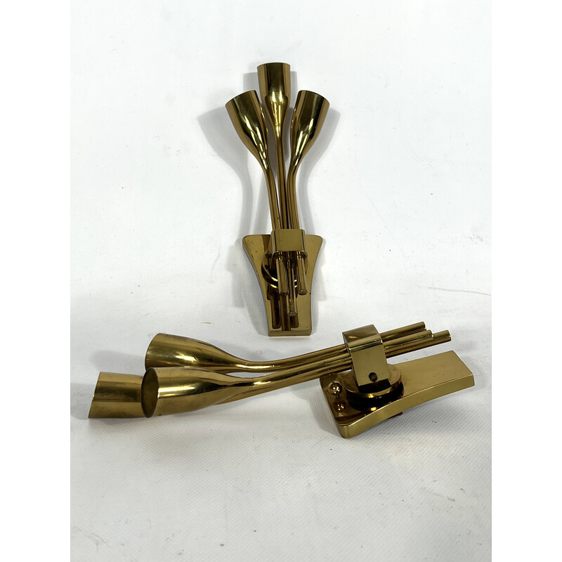 Pair of mid-century Italian brass wall lamps by Lumi Milano, 1960s