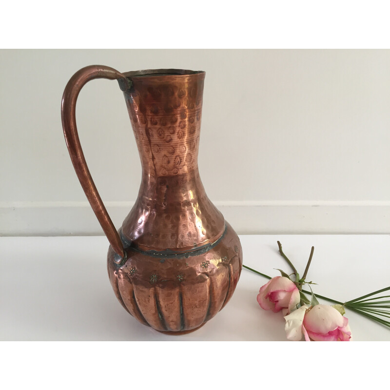 Vintage handcrafted vase in hammered copper