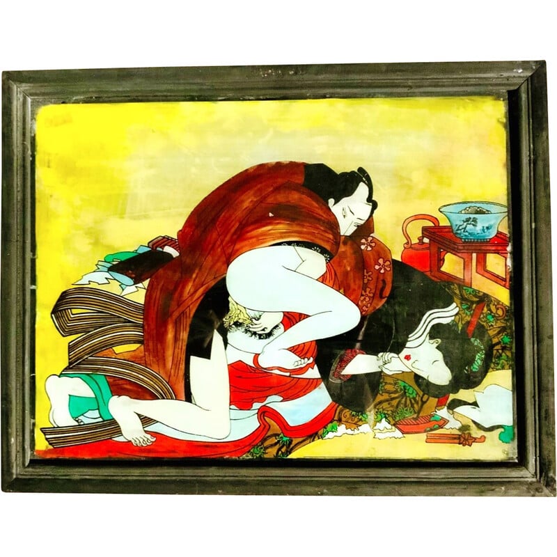 Peinture vintage "De Kamasutra Sur Verre"