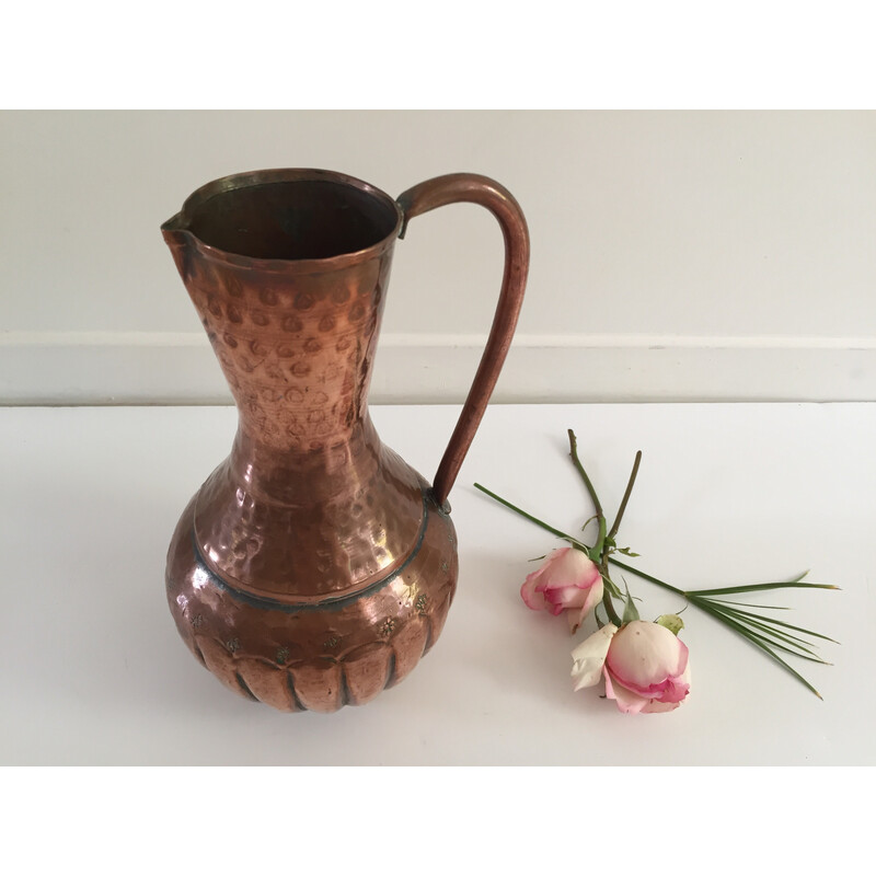 Vintage handcrafted vase in hammered copper