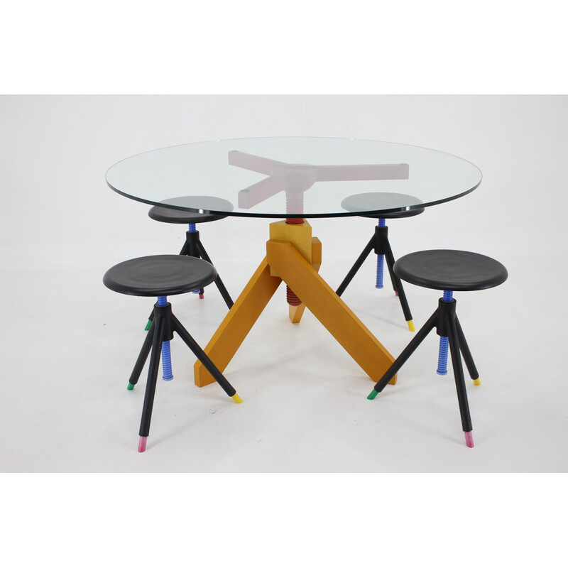 Vintage dining set by Raul Barbieri for Rexite, Italy 1980s