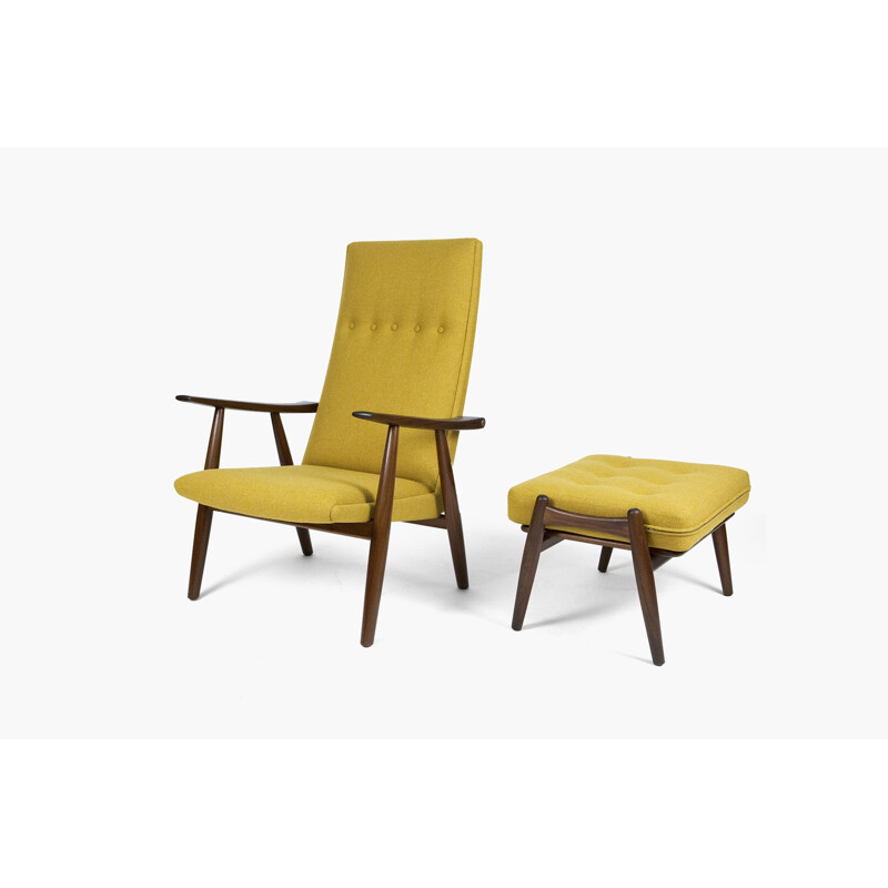 "GE-260" teak armchair with "GE-240" ottoman, Hans WEGNER - 1950s