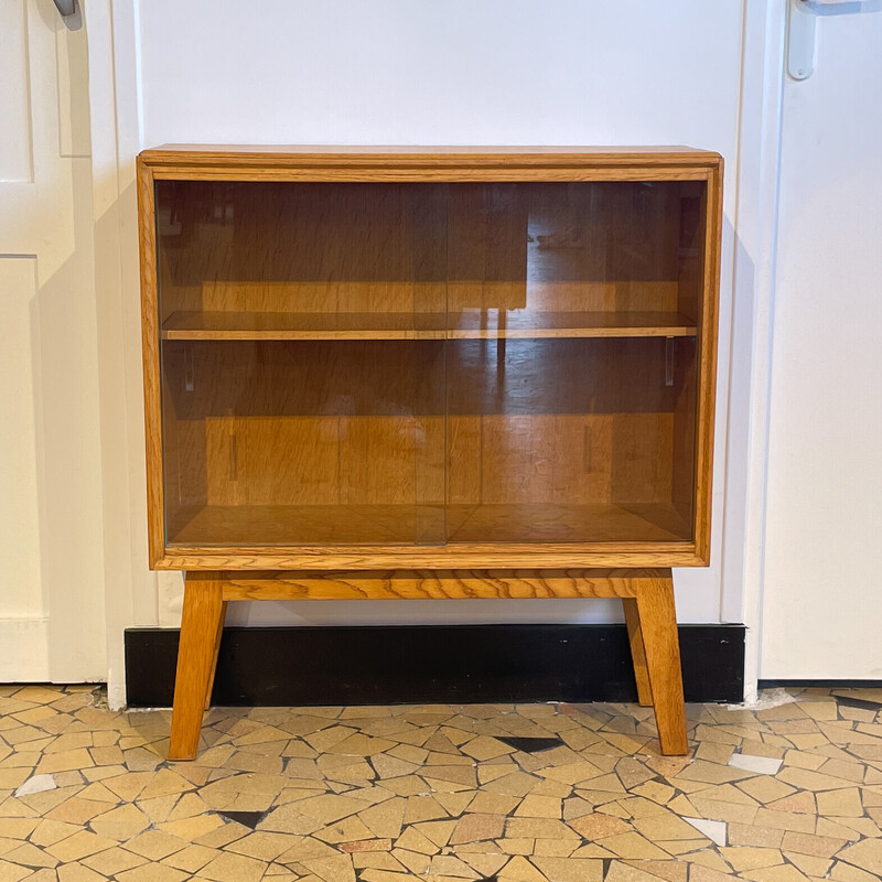 Vintage gilded oakwood display cabinet, 1960