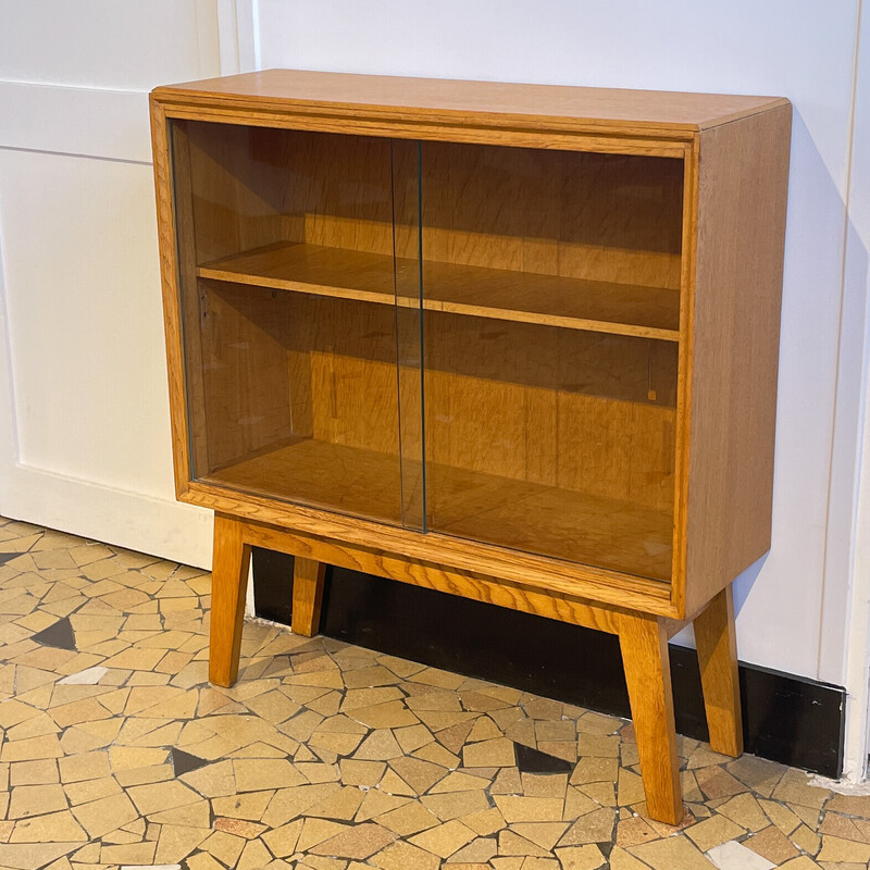 Vintage gilded oakwood display cabinet, 1960