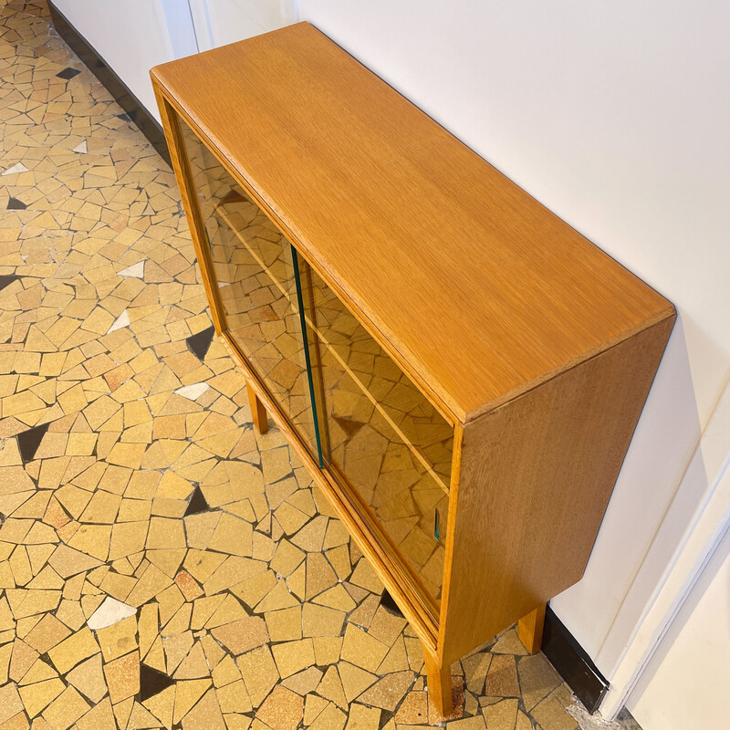 Vintage gilded oakwood display cabinet, 1960