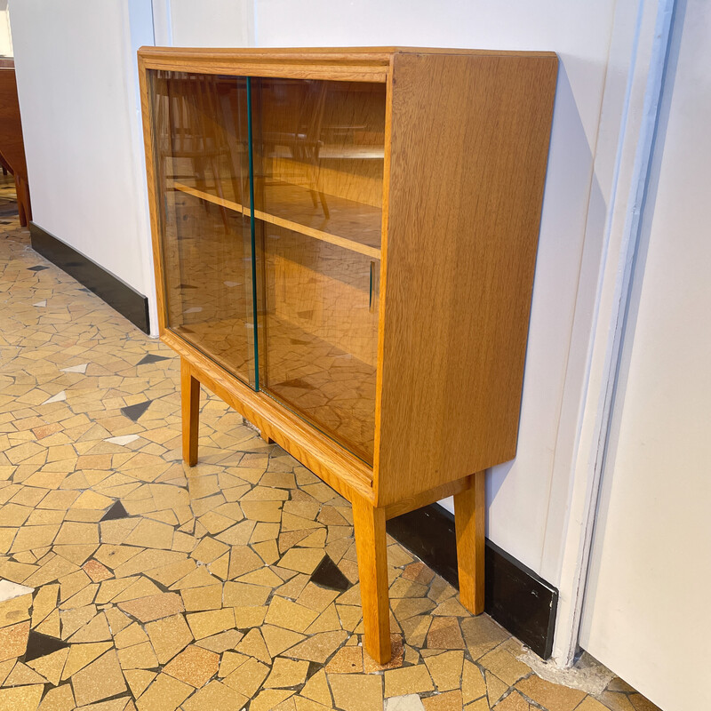 Vintage gilded oakwood display cabinet, 1960