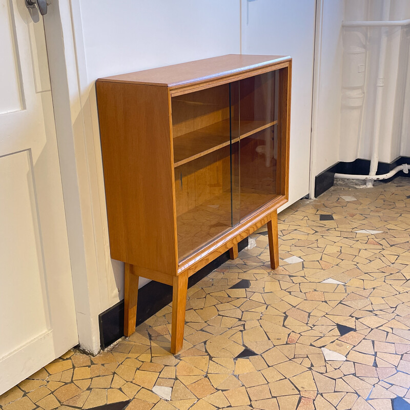 Vintage gilded oakwood display cabinet, 1960