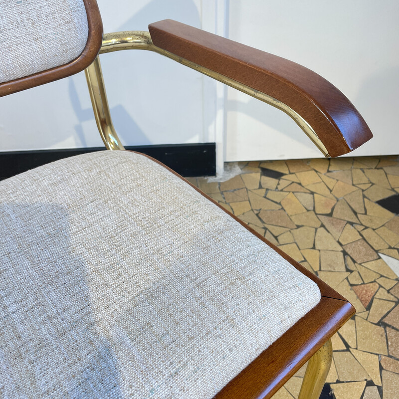 Chaise vintage B64 en tissu chiné avec accoudoirs