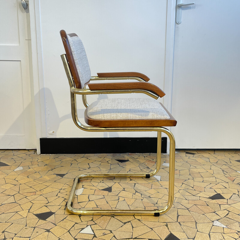 Vintage B64 chair in mottled fabric with armrests