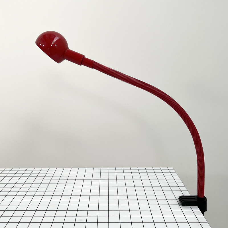 Vintage red Hebi desk lamp by Isao Hosoe for Valenti, 1970s