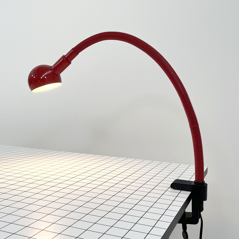 Lampe de bureau vintage Hebi rouge par Isao Hosoe pour Valenti, 1970