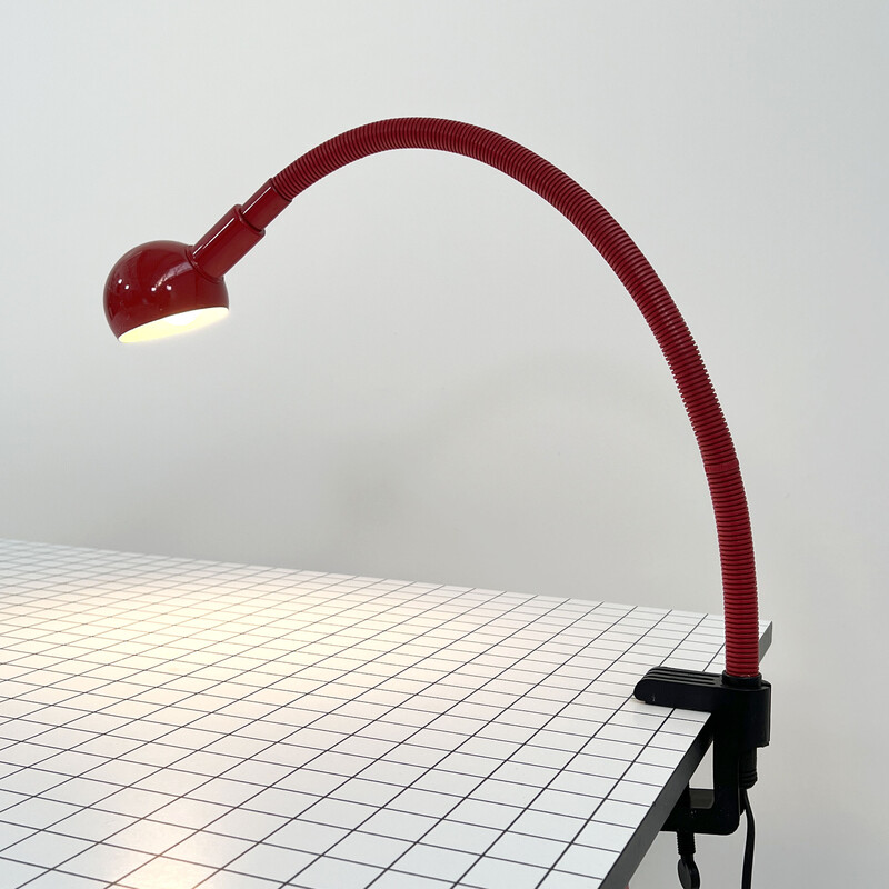 Vintage red Hebi desk lamp by Isao Hosoe for Valenti, 1970s