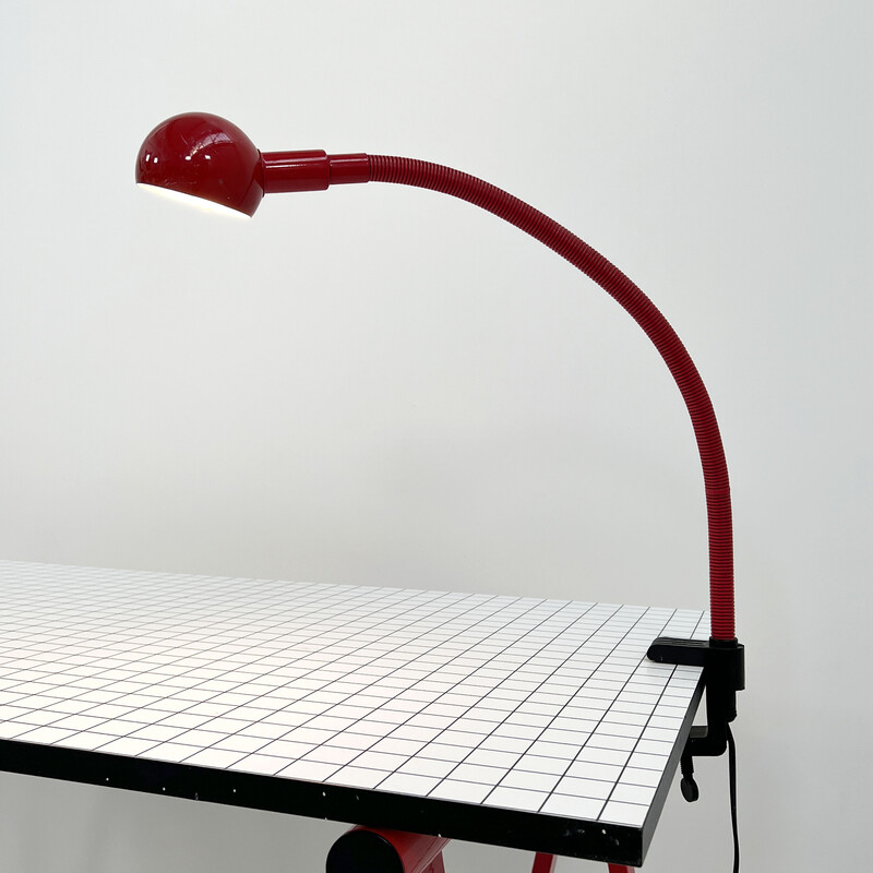 Vintage red Hebi desk lamp by Isao Hosoe for Valenti, 1970s