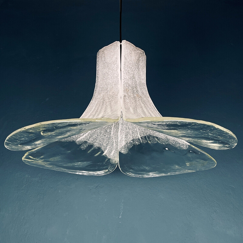 Vintage Murano glass pendant lamp Flower by Carlo Nason for Av Mazzega, Italy 1970s