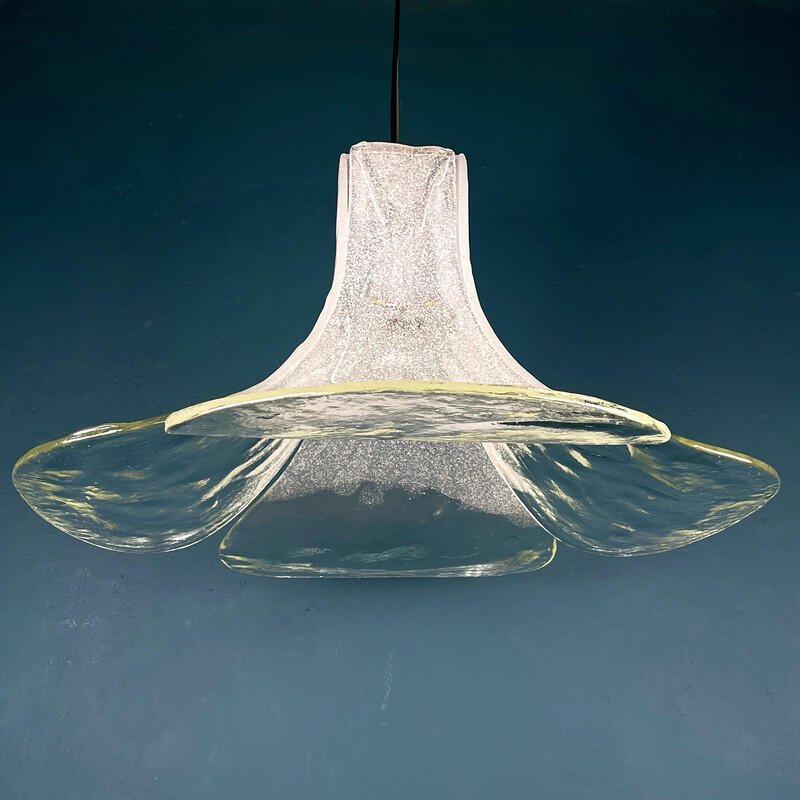 Suspensión de cristal de Murano vintage Fleur de Carlo Nason para Av Mazzega, Italia 1970