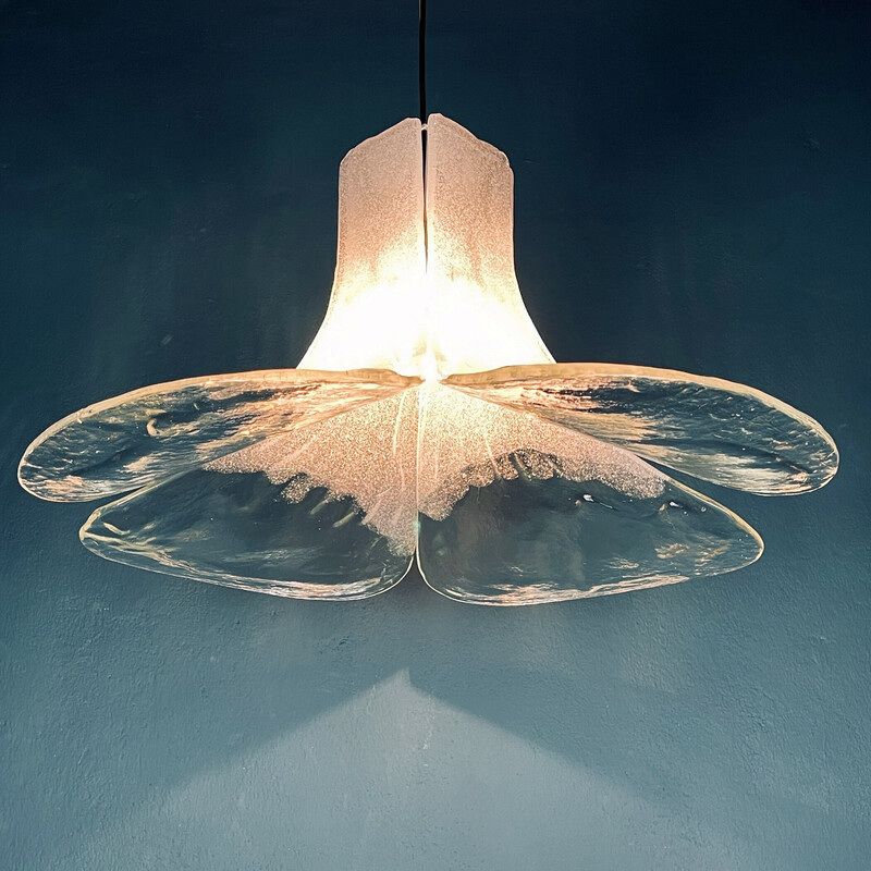 Vintage Murano glass pendant lamp Flower by Carlo Nason for Av Mazzega, Italy 1970s