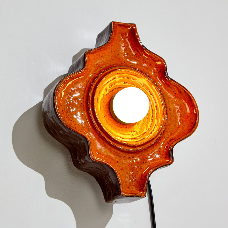 Vintage keramische wandlamp met glanzend glazuur