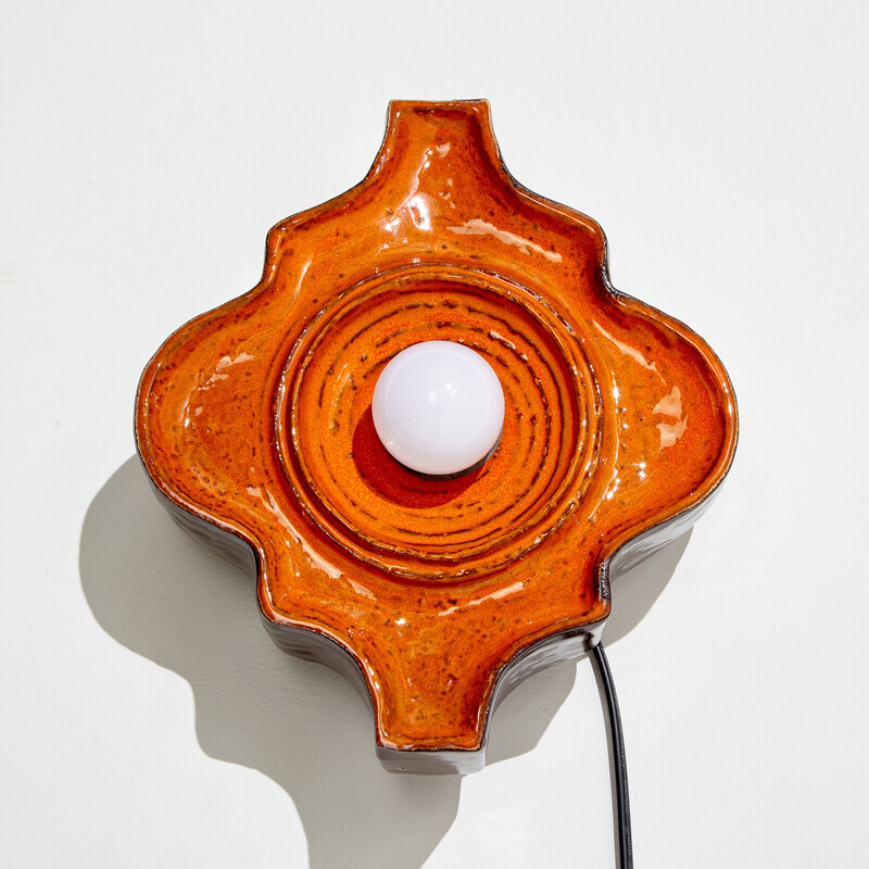Vintage ceramic wall lamp with glossy glaze