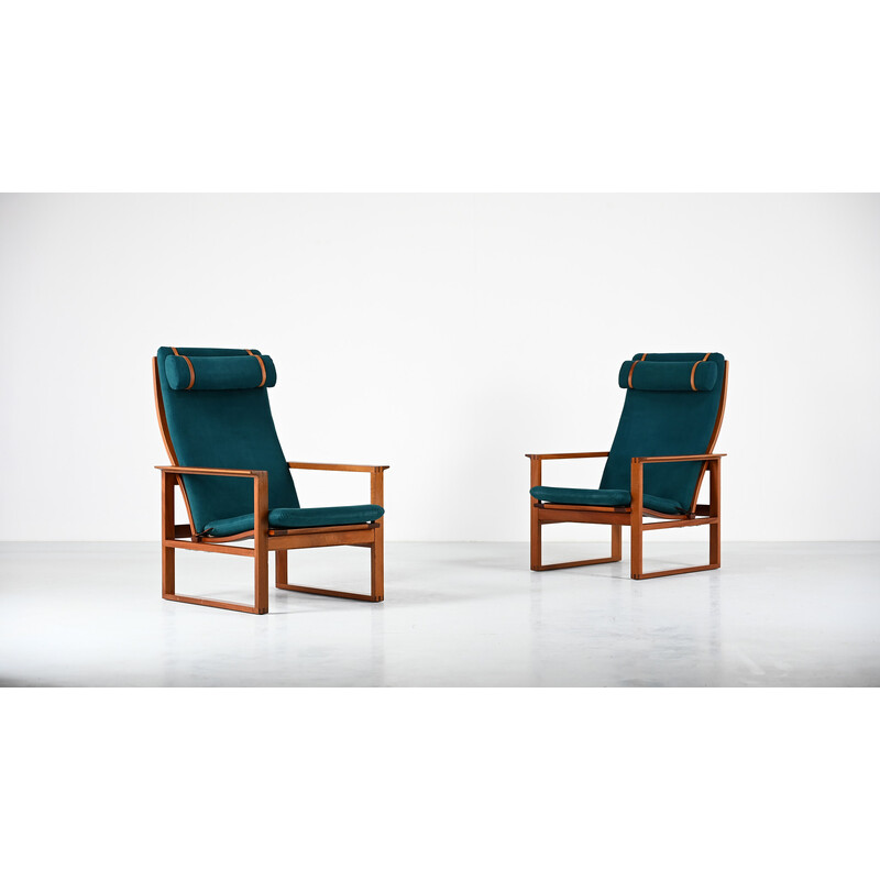 Pair of vintage 2254 armchairs by Børge Mogensen for Fredericia, Denmark 1970