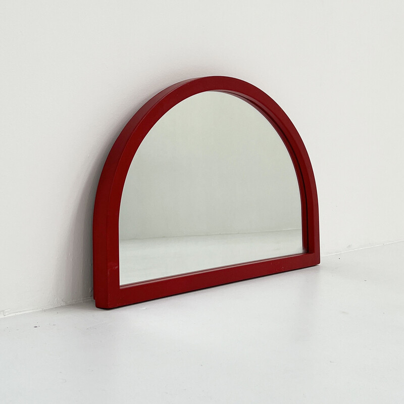 Vintage red frame mirror by Anna Castelli Ferrieri for Kartell, 1980s